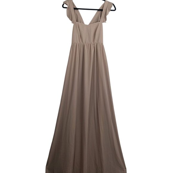 NEW SHOW ME YOUR MUMU June Maxi Dress Small Dune Chiffon Ruffle Straps Bridesmai - Picture 2 of 10
